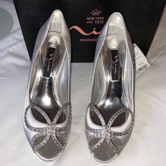 Silver Crystal  Rhinestone Heels - Picture 2 of 7